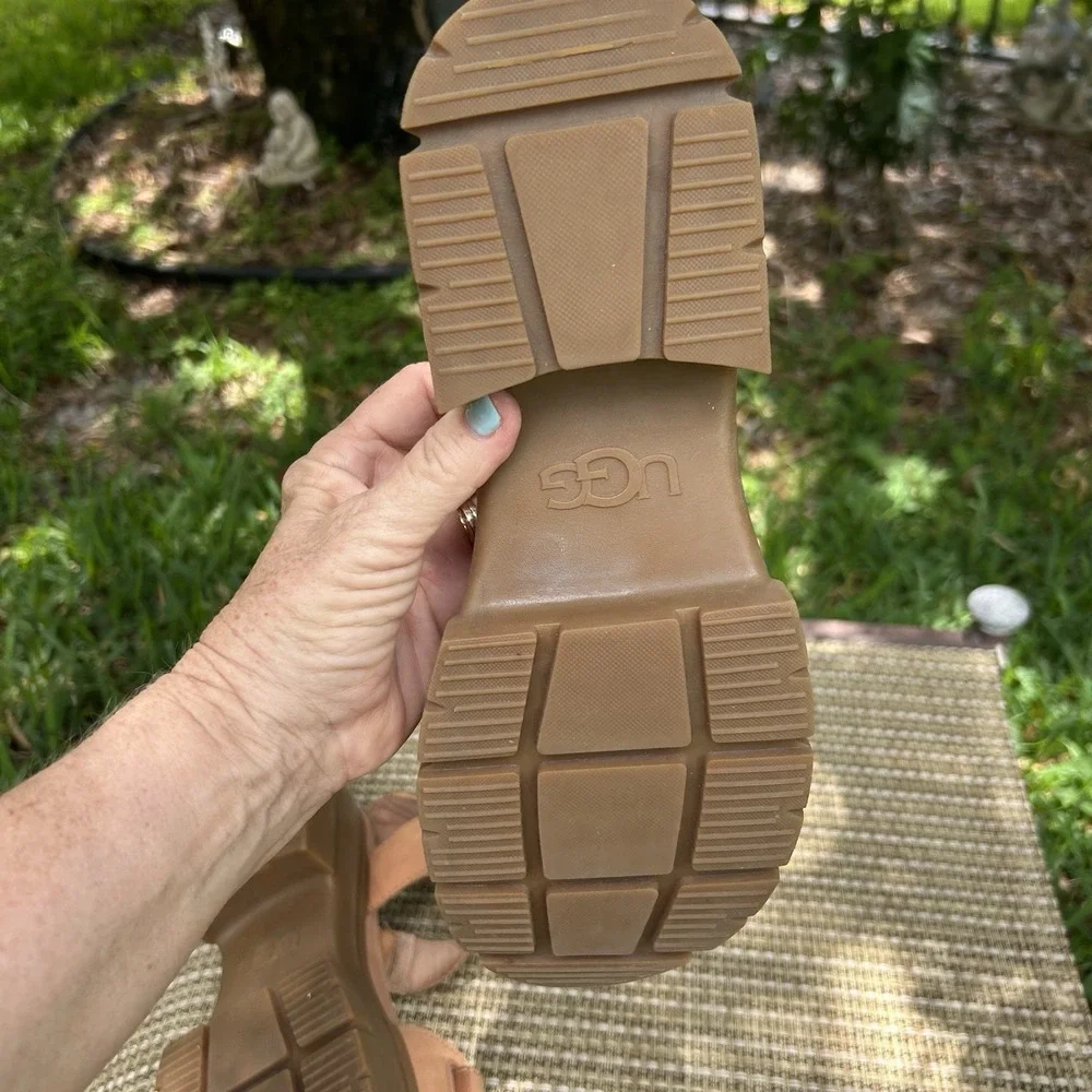 UGG Women's Ashton Ankle Size 8 Leather Platform Sandals 9.5